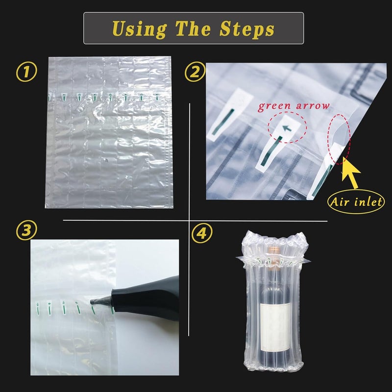 STAY WILD 10 Packs Wine Bottle Travel Protector & Inflatable Bags Airplane, Air Column Bubble Cushion Wrap Pouches for Shipping Packing Transport - Image 5